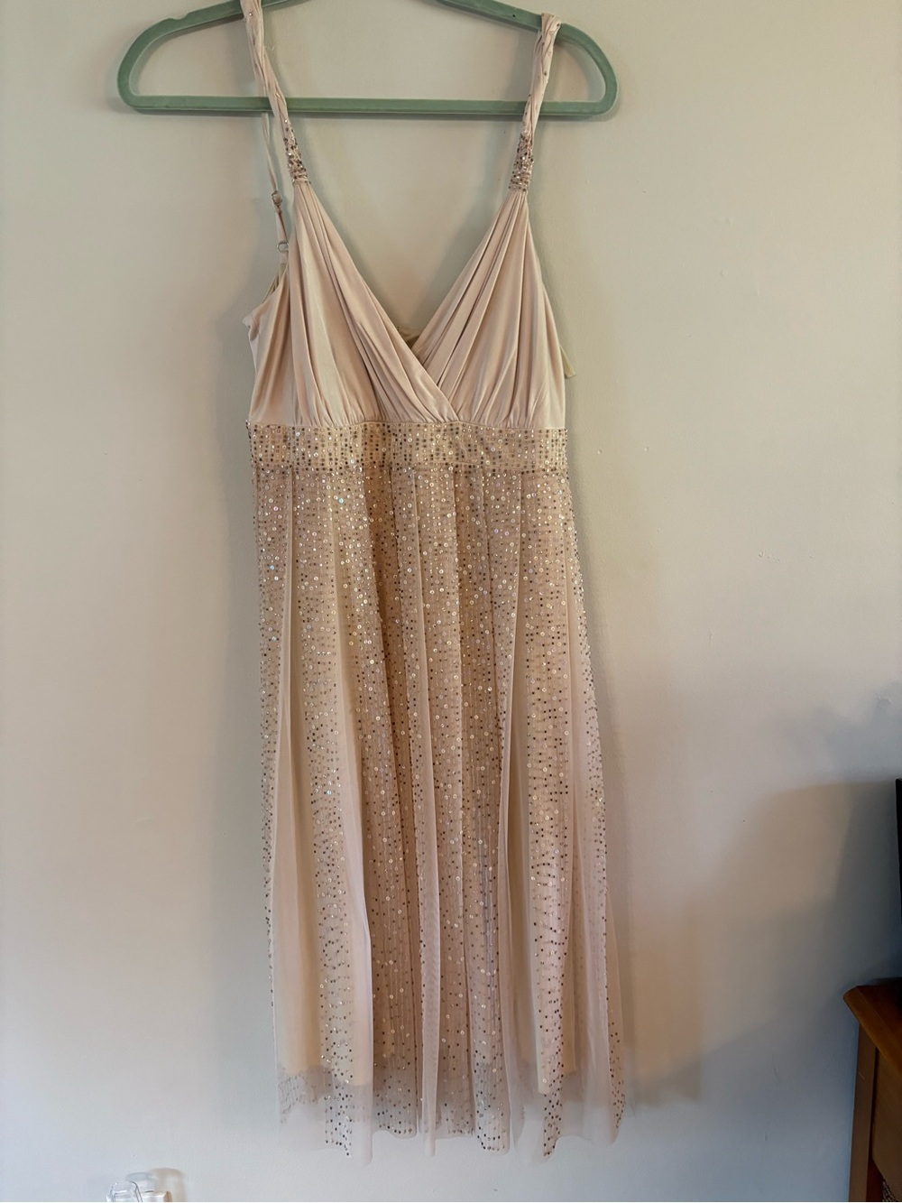 Vintage BCBGMaxAzria Champagne Sequin Midi Dress